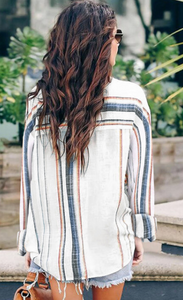 Long Sleeve Striped Button Down Shirts