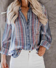 Load image into Gallery viewer, Long Sleeve Striped Button Down Shirts