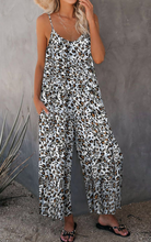 Load image into Gallery viewer, Spaghetti Straps Wide Leg Pocketed Jumpsuits in Leopard