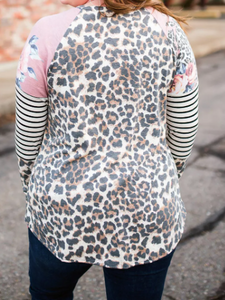 Pre-Order Plus Size Cheetah Leopard Stripe Top