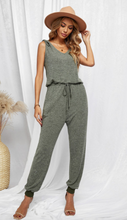 Load image into Gallery viewer, Pre-Order V Neck Tied Drawstring Sleeveless Jumpsuit