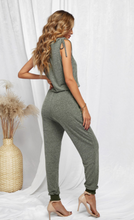 Load image into Gallery viewer, Pre-Order V Neck Tied Drawstring Sleeveless Jumpsuit