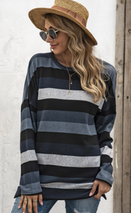 Pre-Order Multicolor Color Stripe Print Sweatshirts