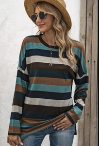 Pre-Order Multicolor Color Stripe Print Sweatshirts