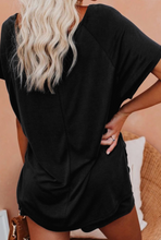 Load image into Gallery viewer, Pre-Order Black Raglan Top and Shorts Knit Lounge Set
