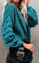 Load image into Gallery viewer, Pre-Order Bubble Sleeve Cropped Knit Sweater