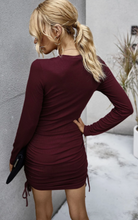 Load image into Gallery viewer, Pre-Order Ruched Drawstring Bodycon Mini Dress