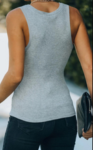 Load image into Gallery viewer, Pre-Order Split Neck Ribbed Knit Tank Top