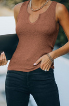 Load image into Gallery viewer, Pre-Order Split Neck Ribbed Knit Tank Top