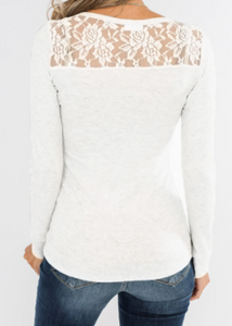 Pre-Order Lace Back Buttoned Henley Top