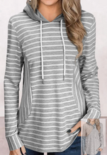 Load image into Gallery viewer, Striped Drawstring Hoodies