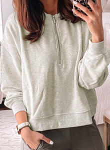 Pre-Order Plain Front Zip Sweatshirt