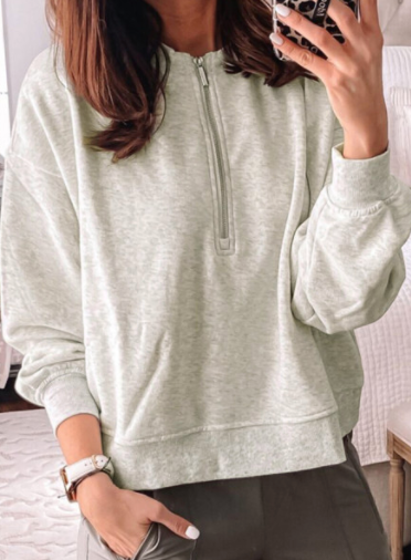 Pre-Order Plain Front Zip Sweatshirt