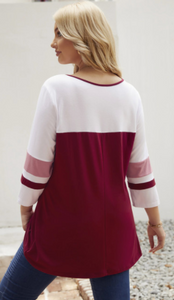 Pre-Order Plus Size 3/4 Sleeve Baseball Tunics