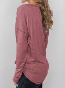 Pre-Order Button Long Sleeve Knit Tops