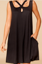 Load image into Gallery viewer, Black Twist Neck Midi Dress