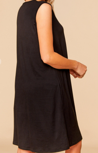 Black Twist Neck Midi Dress