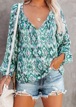 Load image into Gallery viewer, Pre-Order Vintage Print Split Neck Blouse