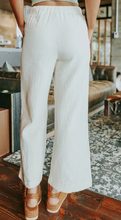 Load image into Gallery viewer, White  Drawstring Waist Crinkled Wide Leg Pants