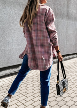 Load image into Gallery viewer, Pre-Order Pink Plaid Pattern Buttoned Shirt Coat with Slits