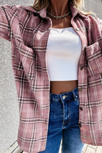 Load image into Gallery viewer, Pre-Order Pink Plaid Pattern Buttoned Shirt Coat with Slits