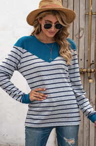 Pre-Order Stripes Contrast Pullover Sweatshirt