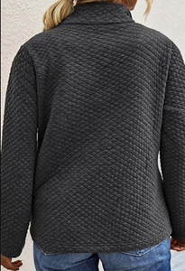 Plus Size Quilted Button Up Henley Sweatshirt