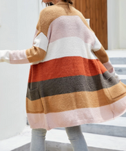 Load image into Gallery viewer, Pre-Order Fall Color Block Cardigan Sweater