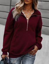 Load image into Gallery viewer, Pre-Order Quilted Patch Half Zipper Sweatshirts