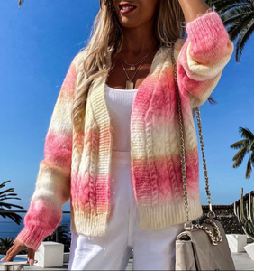 Pre-Order Gradient Open Front Color Block Tie-dye Cardigan