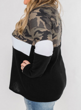 Load image into Gallery viewer, Pre-Order Plus Size Quarter Zip Camo Color Block Sweatshirt