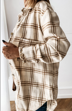 Load image into Gallery viewer, Pre-Order Plaid Pattern Buttoned Shirt Coat with Slits