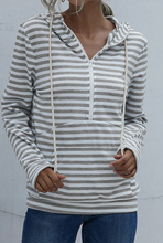 Load image into Gallery viewer, Pocket Striped Sweatshirt with Zipper