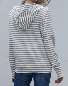 Pocket Striped Sweatshirt with Zipper