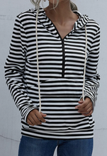 Load image into Gallery viewer, Pocket Striped Sweatshirt with Zipper