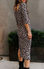 Load image into Gallery viewer, Pre-Order Leopard Long Sleeve Side Split Bodycon Dress