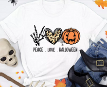 Load image into Gallery viewer, Pre-Order Peace Love Fall/Halloween T-Shirts