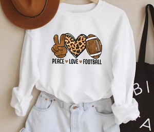 Pre-Order Long Sleeve Peace, Love, Football Sweatshirt