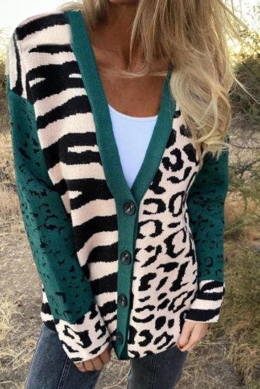 Pre-Order Animal Print Buttons Cardigan