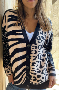 Pre-Order Animal Print Buttons Cardigan