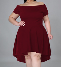 Load image into Gallery viewer, Pre-Order Solid Color Off Shoulder Plus Size Mini Dress