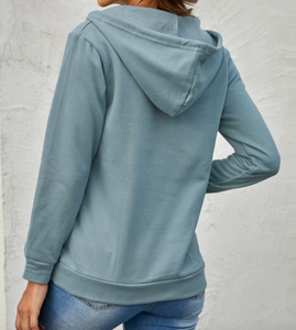 Half Zip Long Sleeve Hoodie with Pockets