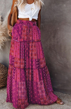 Load image into Gallery viewer, Pre-Order Tiered Paisley Print Pocketed Maxi Skirt