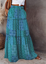 Load image into Gallery viewer, Pre-Order Tiered Paisley Print Pocketed Maxi Skirt