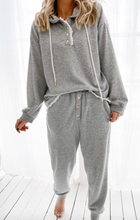 Load image into Gallery viewer, Pre-Order Gray Snap Buttons Lacy Hoodie and Sweatpants Lounge Set