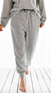 Pre-Order Gray Snap Buttons Lacy Hoodie and Sweatpants Lounge Set