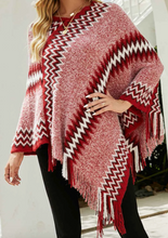 Load image into Gallery viewer, Geometry Print Tassel Poncho&#39;s