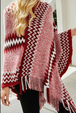 Load image into Gallery viewer, Geometry Print Tassel Poncho&#39;s