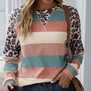 Pre-Order Leopard Color Block Top