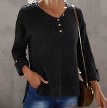 Load image into Gallery viewer, Pre-Order Buttoned Drop Shoulder Knitted Sweater